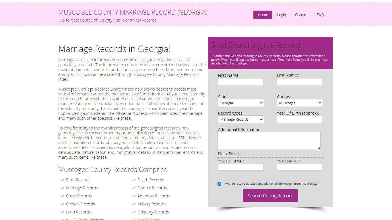 Public Marriage Records - Muscogee County, Georgia