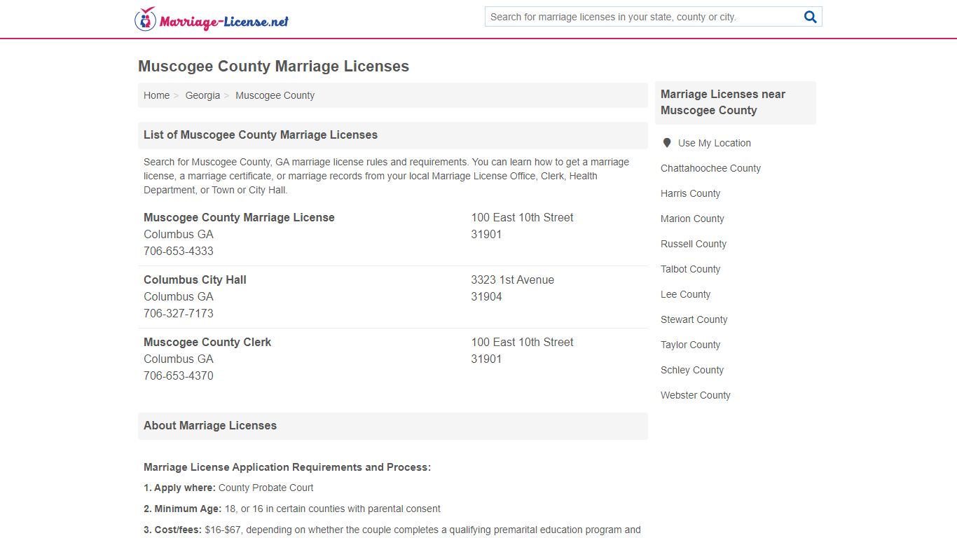 Muscogee County Marriage Licenses